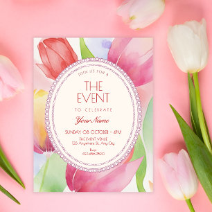 Aquarell-Tulpen blühen Einladung