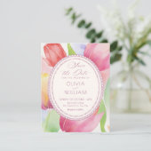 Aquarell-Tulpen blühen Save The Date (Stehend Vorderseite)