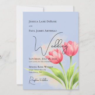 Aquarell-Tulpen-Blumen-Hochzeitseinladung Einladung