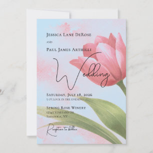 Aquarell-Tulpen-Blumen-Hochzeitseinladung Einladung