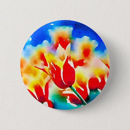 Aquarell-Tulpen Button (Vorderseite)