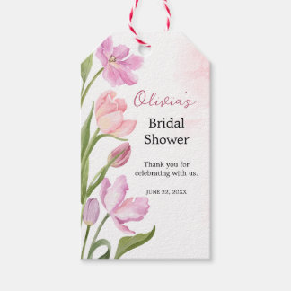 Aquarell-Tulpen Elegante Florale Hochzeitsdusche Geschenkanhänger