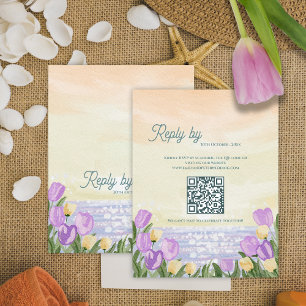 Aquarell-Tulpen-Frühlings-QR-Code-Hochzeit Antwort