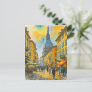 Aquarell Turin Italien – Mole Antonelliana Stadt Postkarte