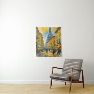 Aquarell Turin Italien – Mole Antonelliana Stadt Wandteppich