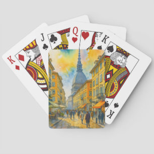 Aquarell Turin Italien Poker Karten – Retro Stadt Spielkarten
