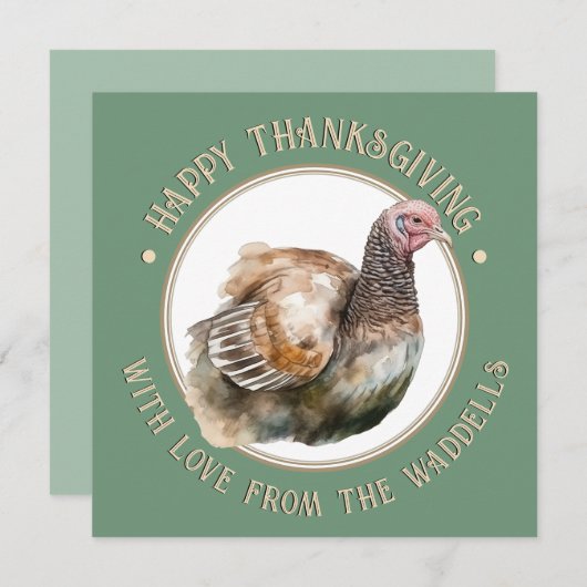 Aquarell Türkei Erntedank Card oder Einladung (Vorne/Hinten)