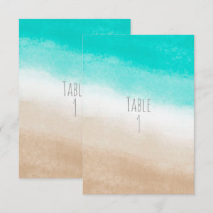 Aquarell Türkis & Beige Elegante Strandhochzeitsti Einladung