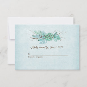 Aquarell Türkis Blumenstrauß RSVP Karte