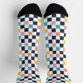 Aquarell Türkis Korallen Karo Socken (Oben)