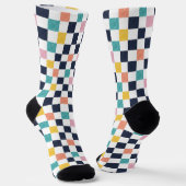 Aquarell Türkis Korallen Karo Socken (Gewinkelt)