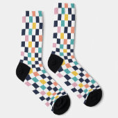 Aquarell Türkis Korallen Karo Socken (Rechts)