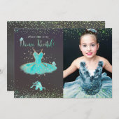 Aquarell Türkis Tutu Tanz Erwägung Einladung (Vorne/Hinten)