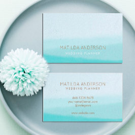 Aquarell | Türkisches Blau Modernes Minimalistisch Visitenkarte