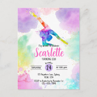 Aquarell-Turnen Postkarten-Einladung Postkarte
