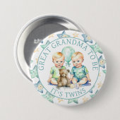 Aquarell Twin Boys Baby Dusche Oma zu sein Button (Vorne & Hinten)