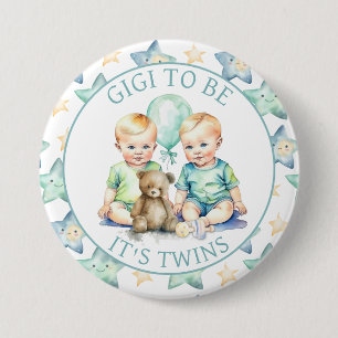 Aquarell Twin Boys Baby Showgigi zu sein Button