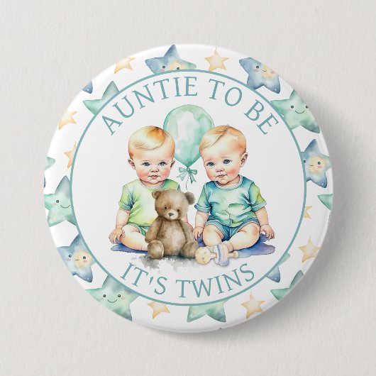 Aquarell Twin Boys Babyduschtücher für Kinder Button (Vorderseite)