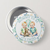 Aquarell Twin Boys Kinderdusche Mama zu sein Button (Vorne & Hinten)