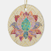 Aquarell u. Gold Paisley verzierten Lotos Keramik Ornament (Links)