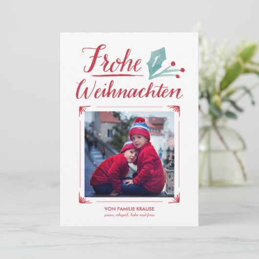 Aquarell u. Kalligraphie | Frohe Weihnachten (Stehend Vorderseite)