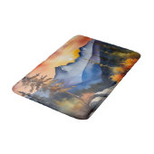 Aquarell über schneebedeckte Berge Badematte (Schrägansicht)