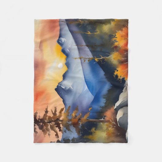 Aquarell über schneebedeckte Berge Fleecedecke (Vorderseite)