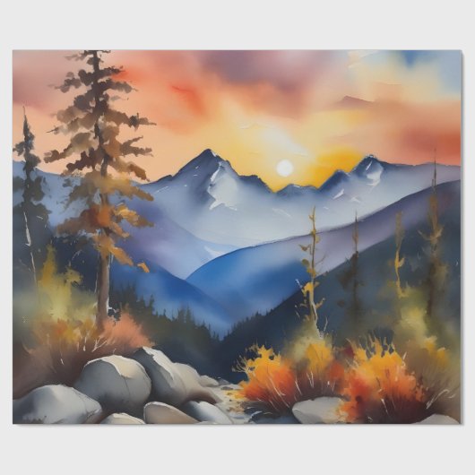 Aquarell über schneebedeckte Berge Geschenkpapier (Flach)