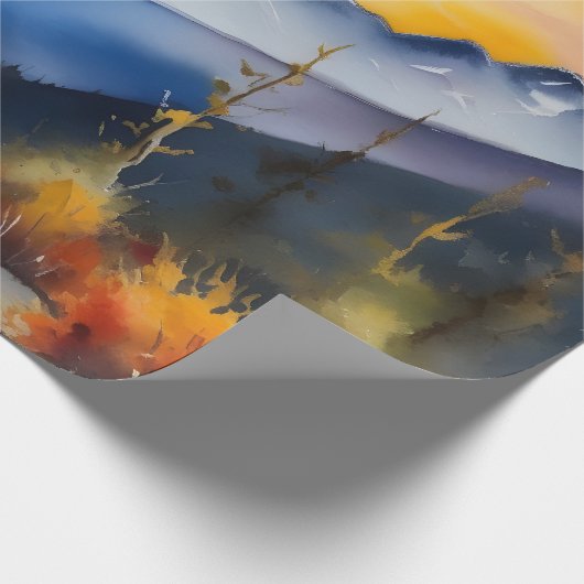 Aquarell über schneebedeckte Berge Geschenkpapier (Ecke)