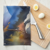 Aquarell über schneebedeckte Berge Geschirrtuch (Viertel Falte)