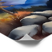 Aquarell über schneebedeckte Berge Poster (Ecke)