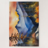 Aquarell über schneebedeckte Berge Puzzle (Vertikal)