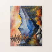 Aquarell über schneebedeckte Berge Puzzle (Vertikal)