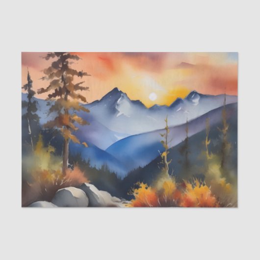 Aquarell über schneebedeckte Berge Seidenpapier (Vorderseite)