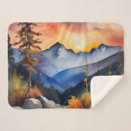 Aquarell über schneebedeckte Berge Sherpadecke