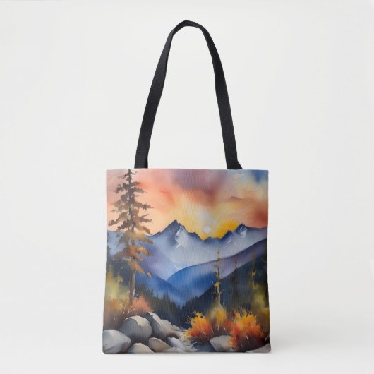 Aquarell über schneebedeckte Berge Tasche (Vorderseite)
