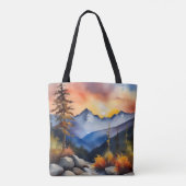 Aquarell über schneebedeckte Berge Tasche (Rückseite)