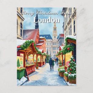 Aquarell UK Stadt Weihnachtsmarkt Vintage Post Postkarte