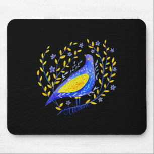 Aquarell Ukraine Blumen Frieden Vogel Kinder Fraue Mousepad