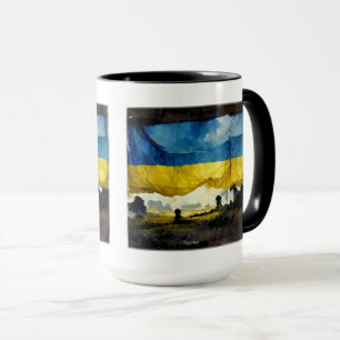 Aquarell Ukrainische Schlachtflagge Combo Tasse, 1 Tasse