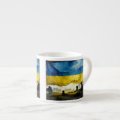 Aquarell Ukrainische Schlachtflagge Espresso Tasse (Vorderseite Rechts)