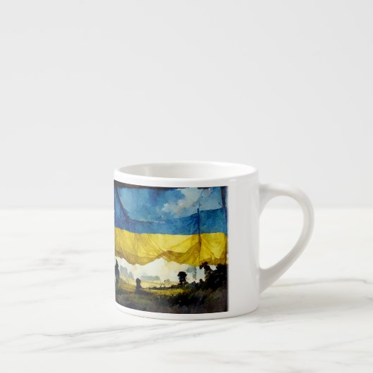 Aquarell Ukrainische Schlachtflagge Espresso Tasse (Rechts)