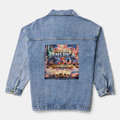 Aquarell Unabhängigkeitstag Jeansjacke (Rückseite)