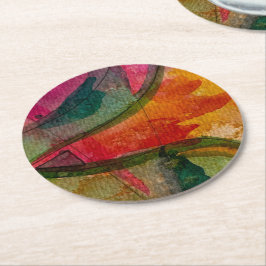 Aquarell und Abstrakte Ausdruckskunst Runder Pappuntersetzer