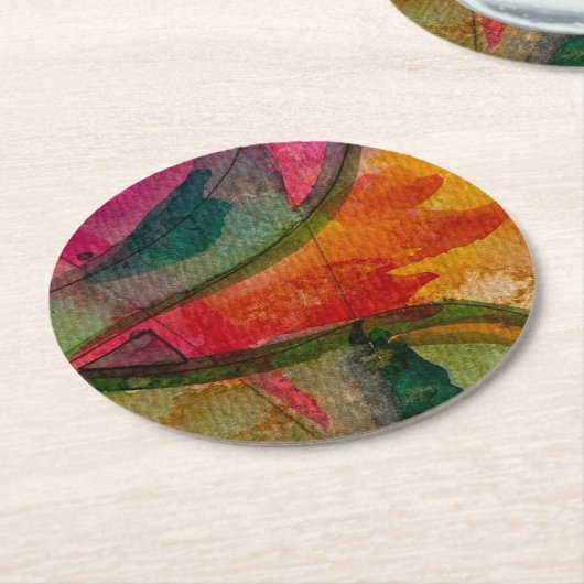 Aquarell und Abstrakte Ausdruckskunst Runder Pappuntersetzer (Angewinkelt)