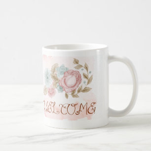 Aquarell und Bleistift Willkommen Kaffeetasse