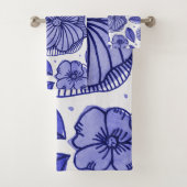 Aquarell und Blume - blaue Farbpalette Badhandtuch Set (Insitu)