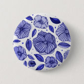 Aquarell und Blume - blaue Farbpalette Button (Vorderseite)