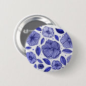 Aquarell und Blume - blaue Farbpalette Button (Vorne & Hinten)