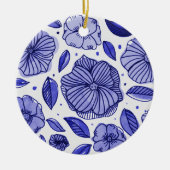 Aquarell und Blume - blaue Farbpalette Keramikornament (Vorne)